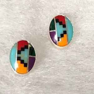 Native American Inlay Studs Earrings New
